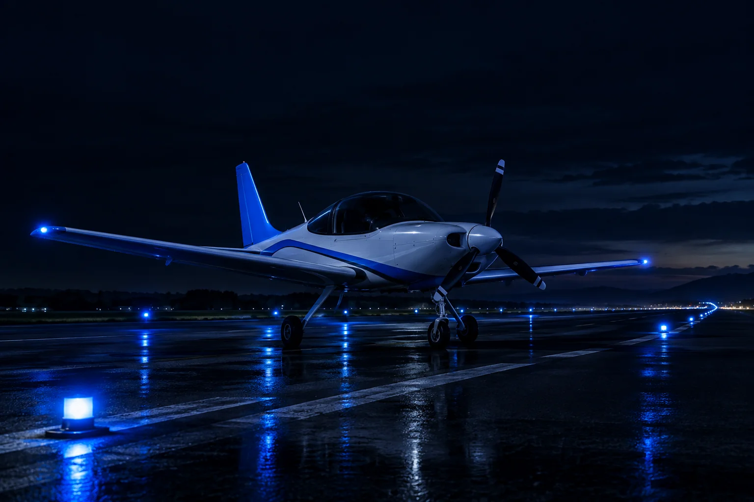 Night flight training takeoff and landing practice