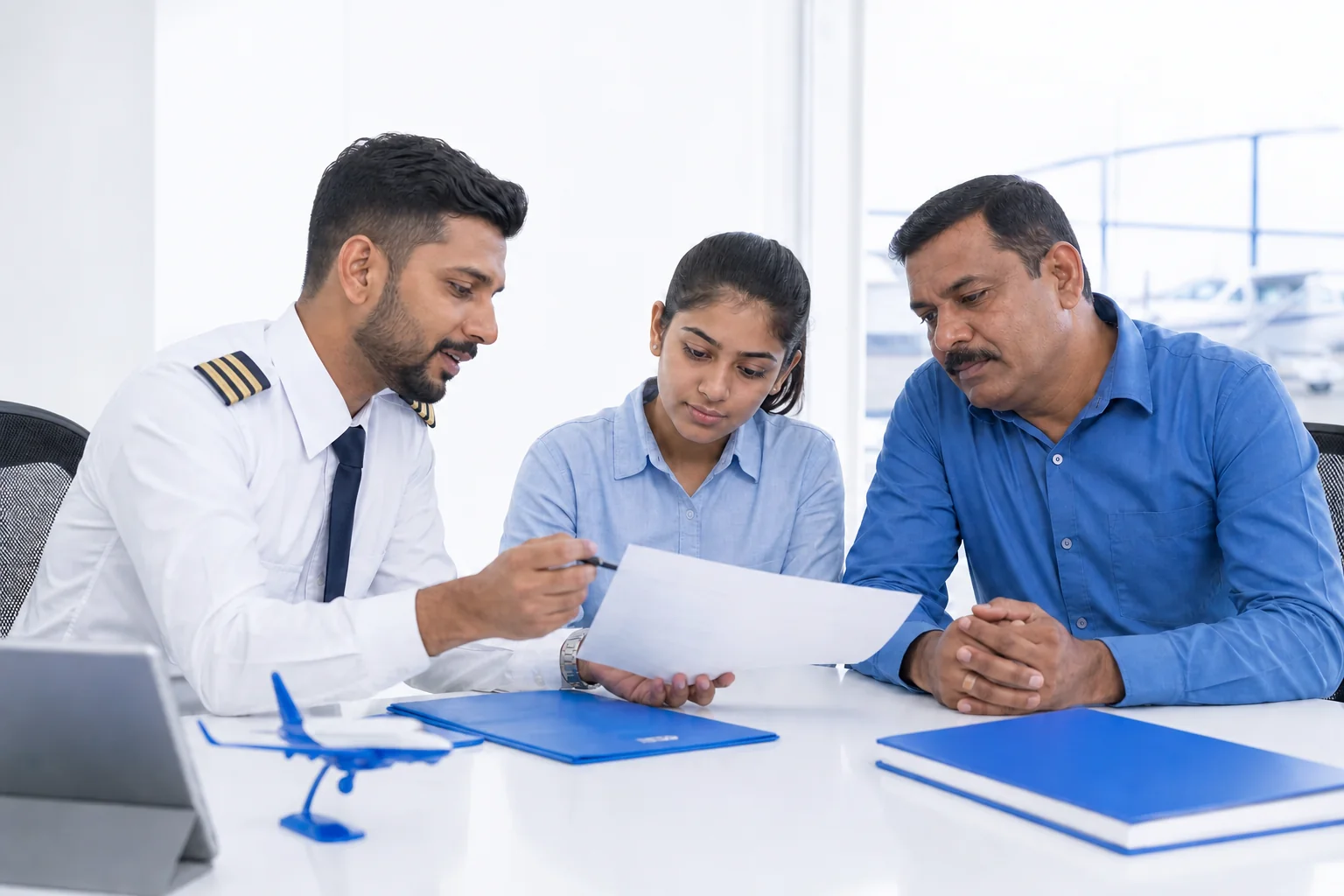 pilot in this image should be wearing 3 stripes on both the shoulders as epaulettes