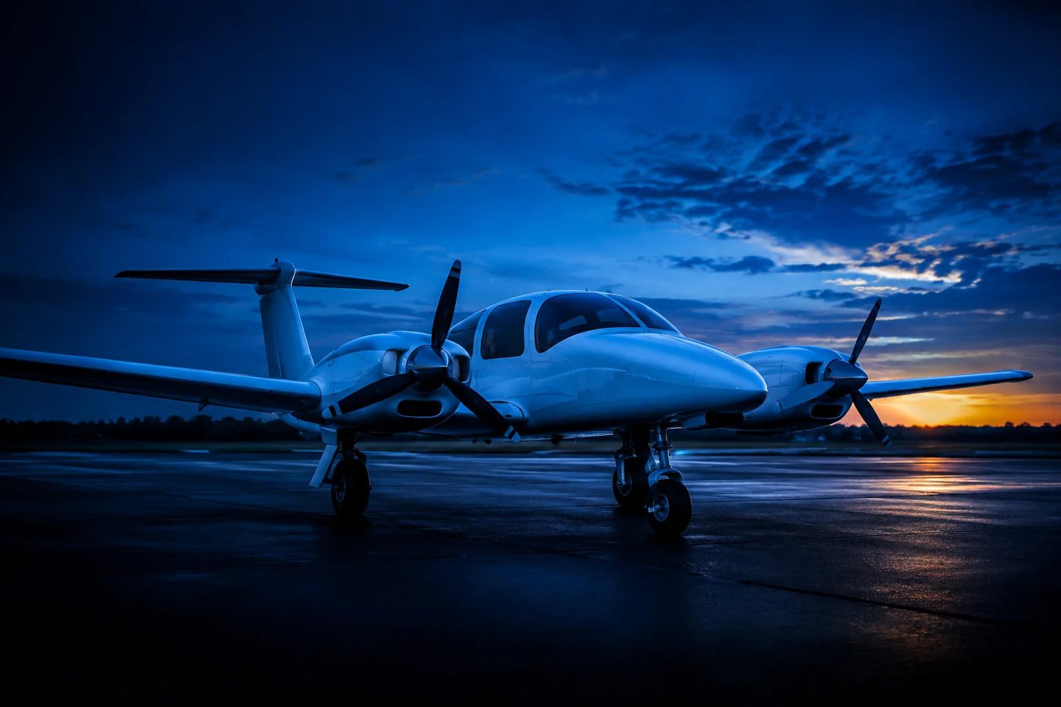 Training aircraft on a runway at golden hour representing overseas and domestic flight training