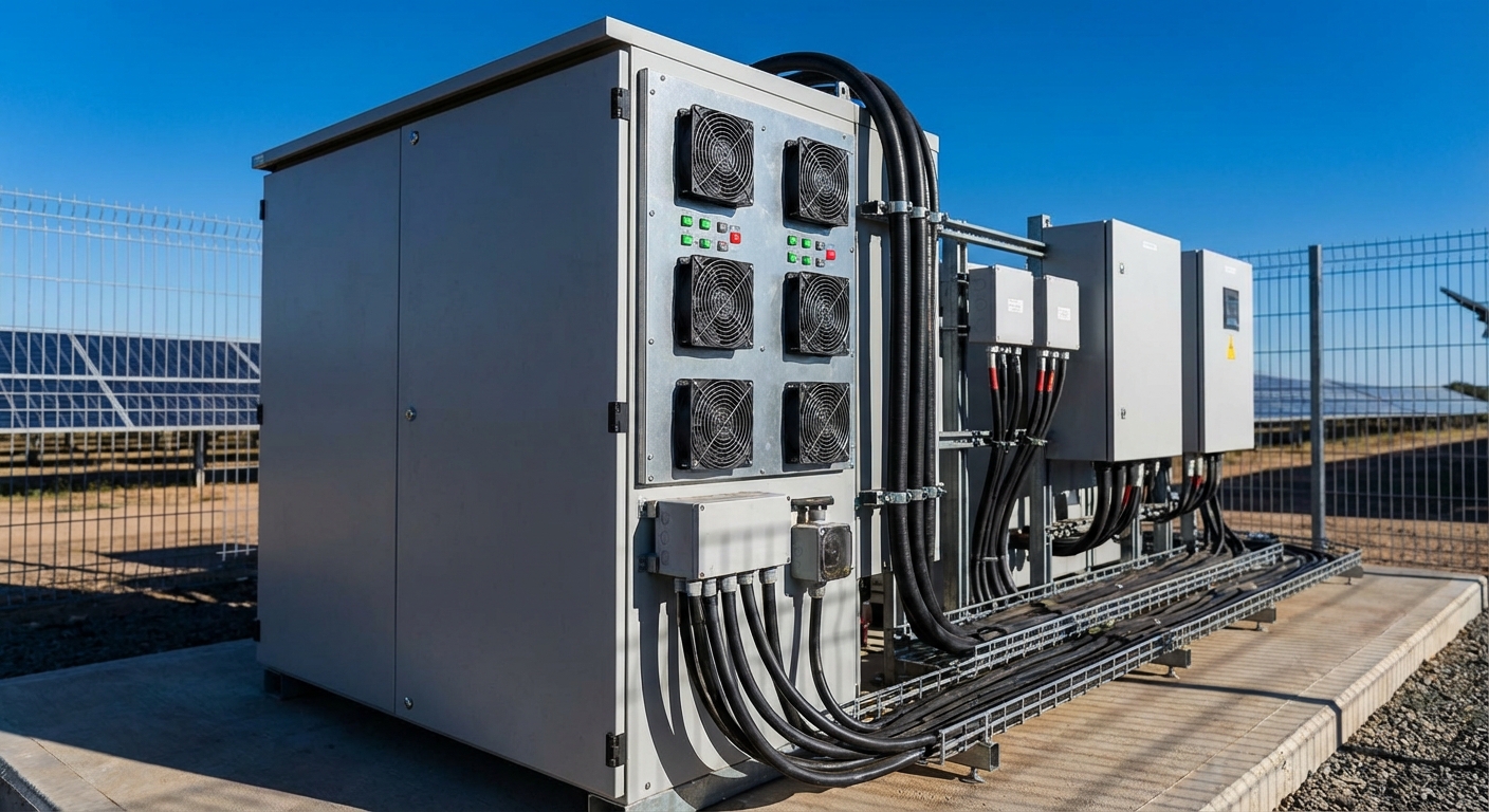 Ground mount solar inverter and electrical equipment installation