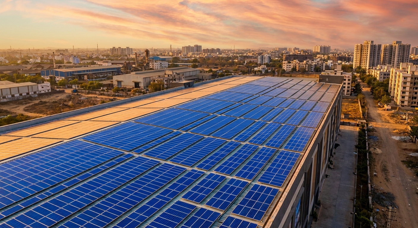 solar regulations Gujarat rooftop installation on commercial building