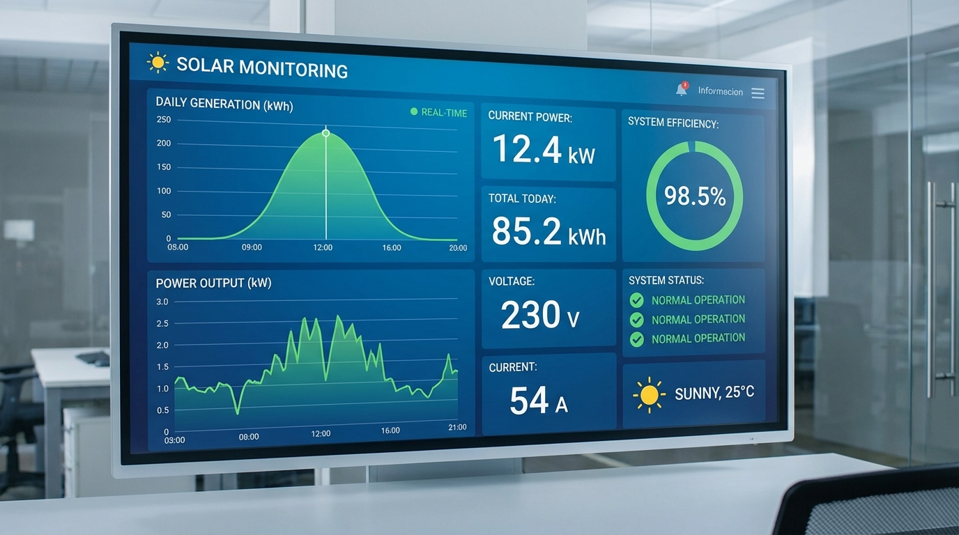 Solar monitoring system dashboard showing performance verification data for Gujarat installation