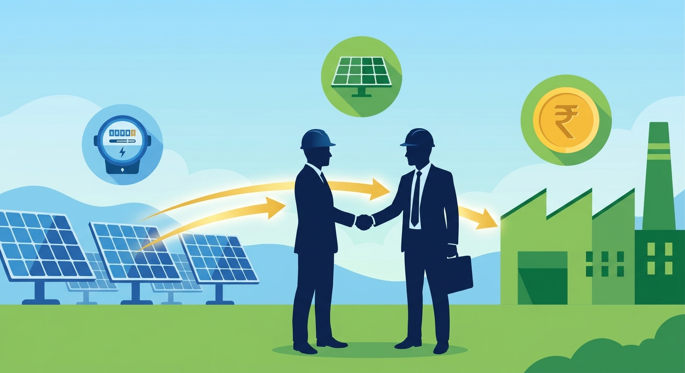 RESCO solar financing model handshake between business owner and solar energy service provider in Gujarat