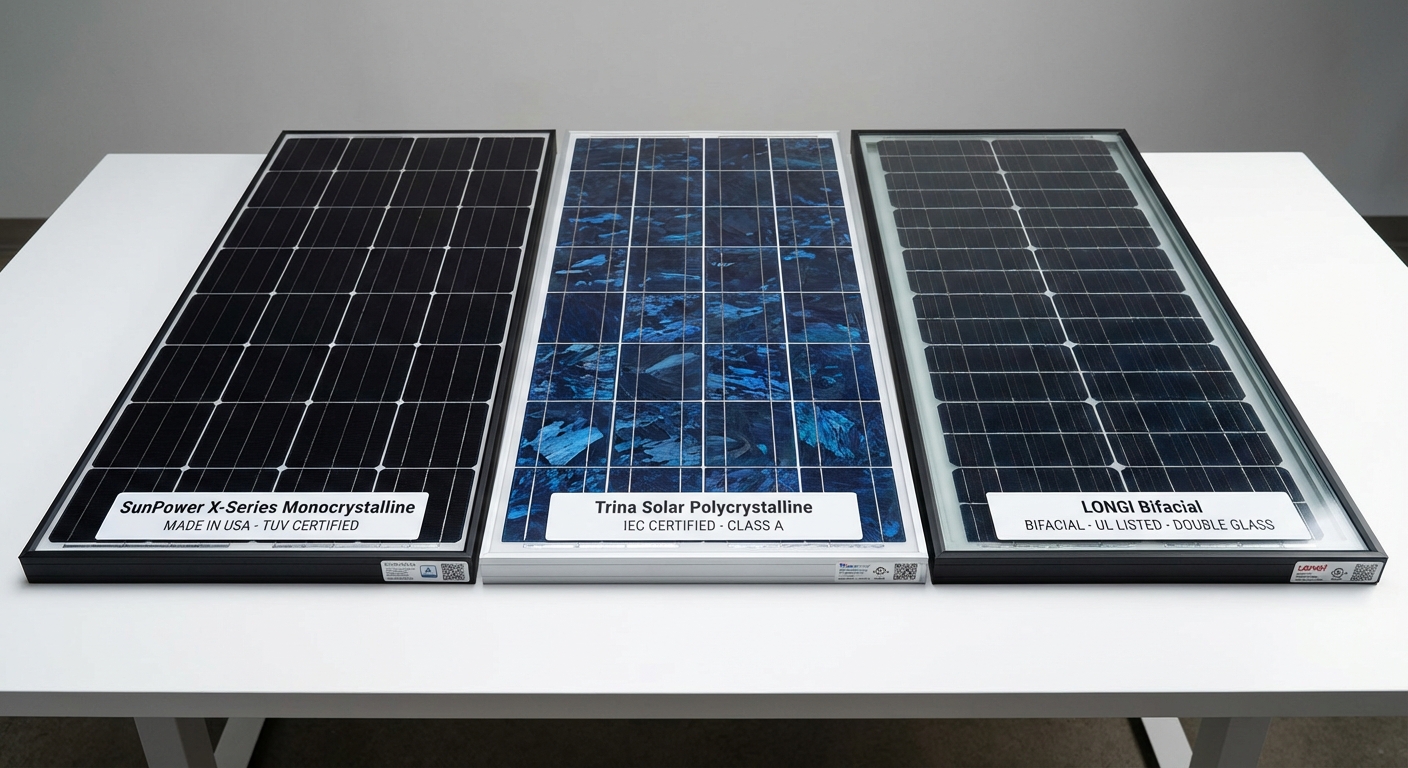 Comparison of different solar brands Gujarat panel types showing quality details