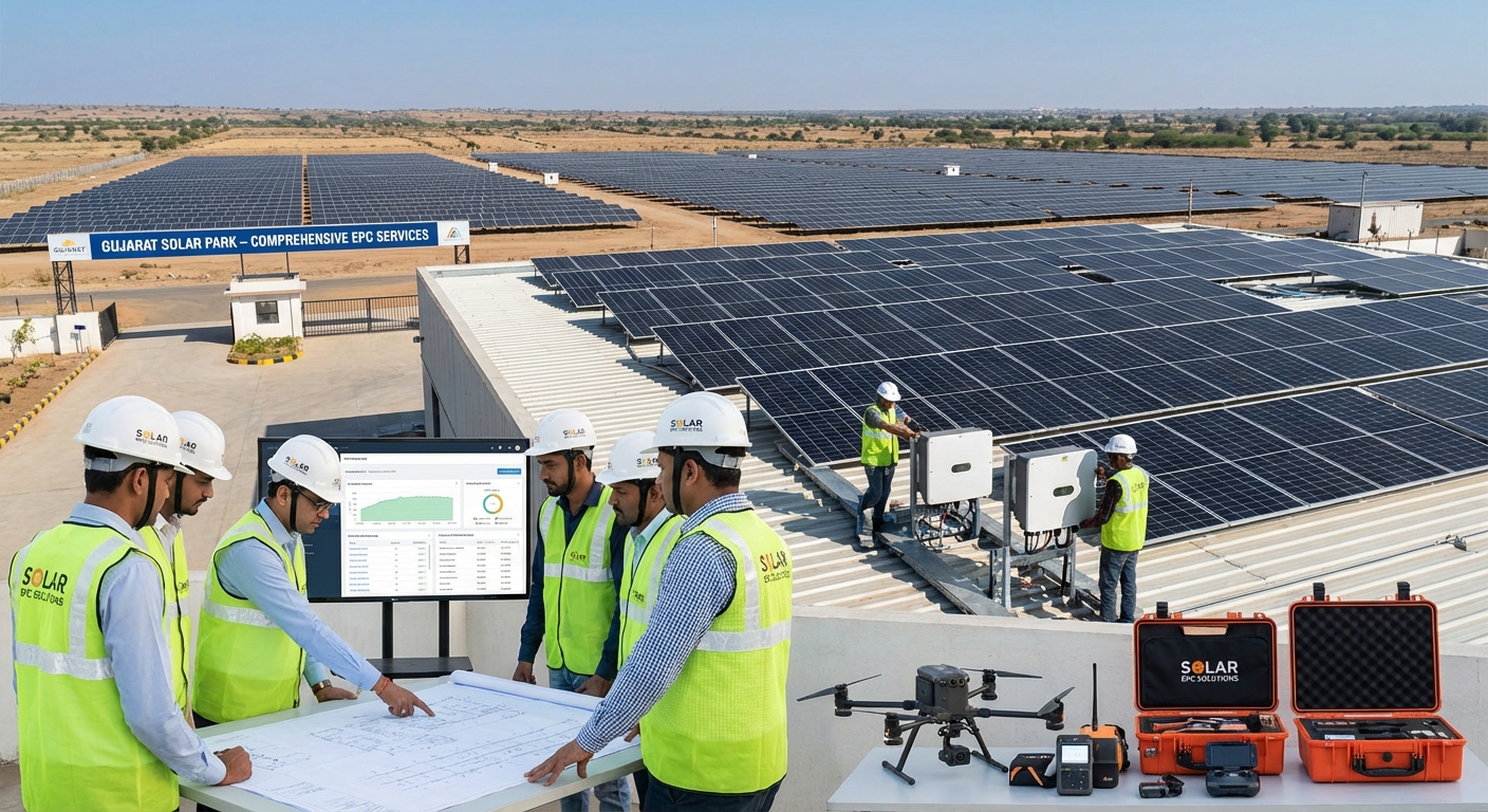 Professional solar EPC services showing comprehensive installation and monitoring by expert solar installers Surat