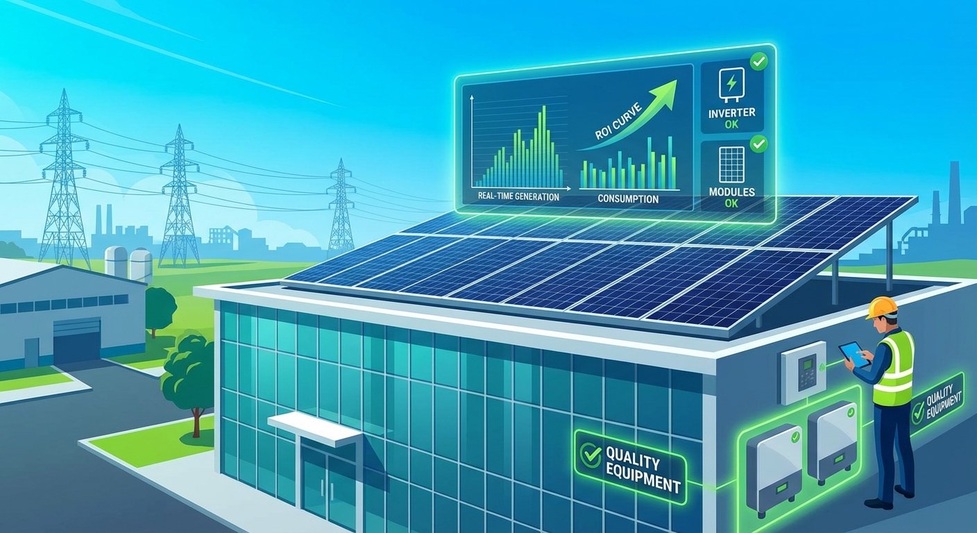 optimized solar energy system showing monitoring dashboard and quality equipment for maximum net metering returns