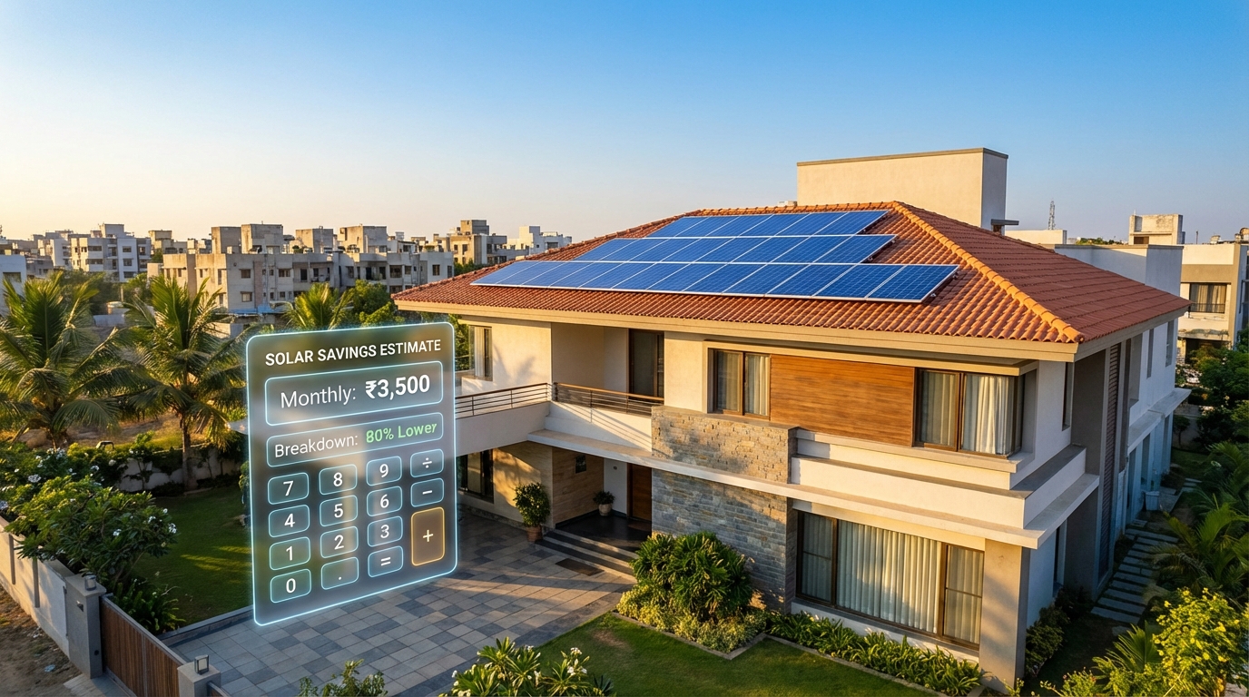Modern residential rooftop solar installation showing solar cost investment in Gujarat