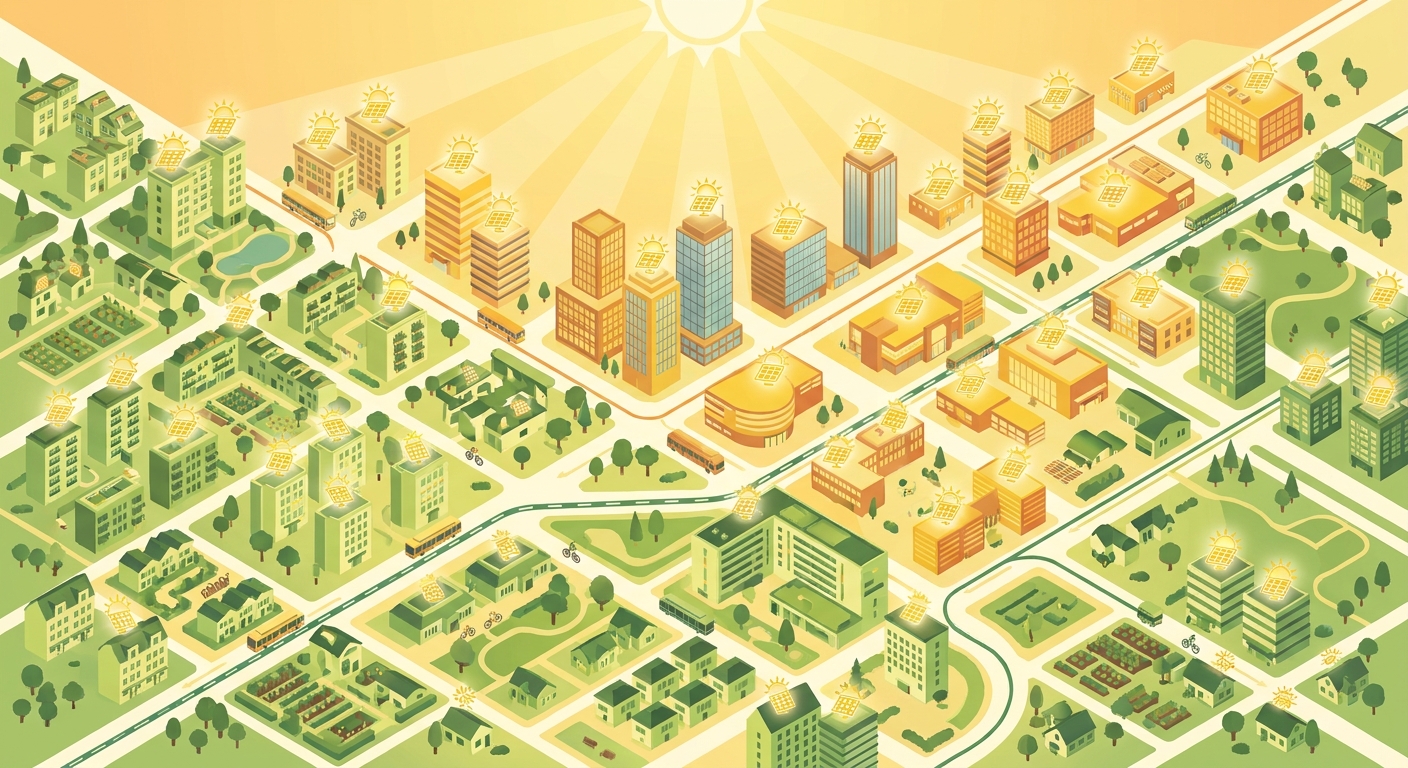 Ahmedabad locality map showing rooftop solar potential across residential and commercial zones