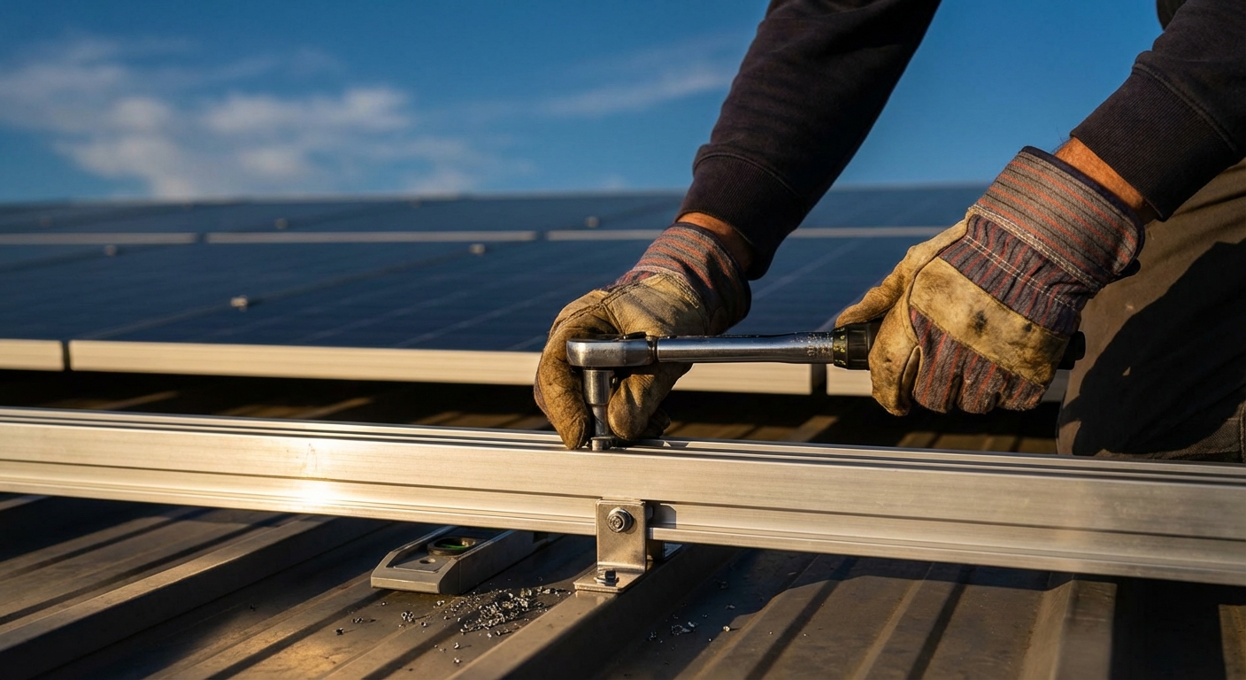 Professional solar installation work showing technical precision on Gujarat rooftop