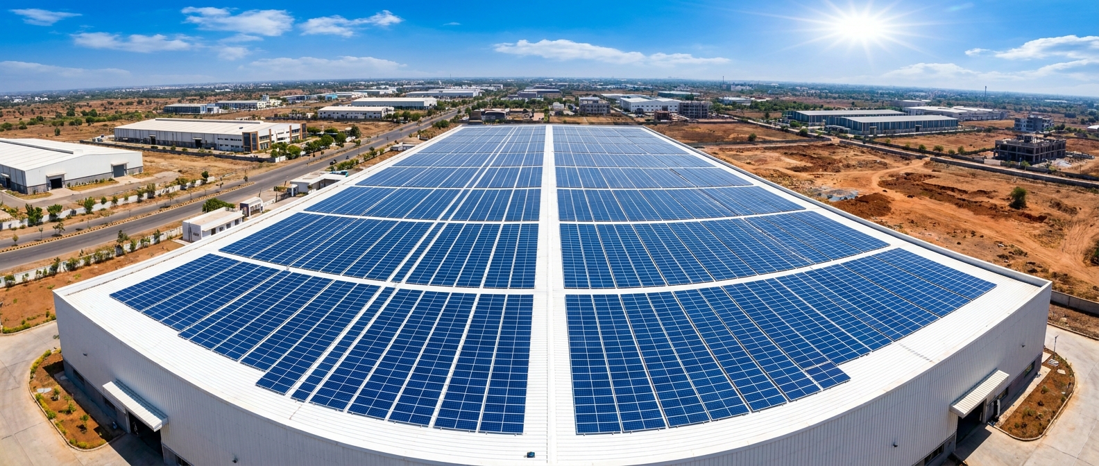 rooftop solar installation on Gujarat industrial facility for solar vs diesel comparison