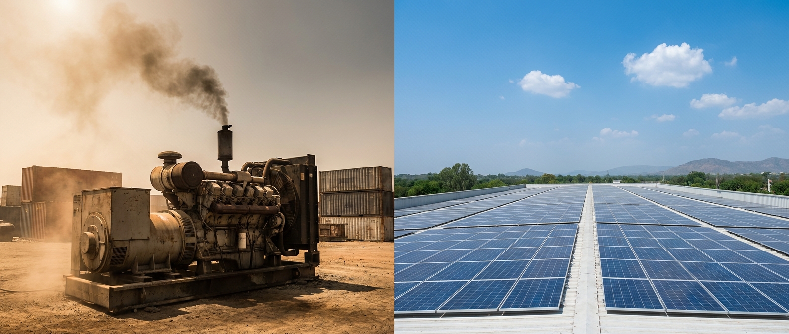 solar vs diesel power comparison for Gujarat industrial facilities