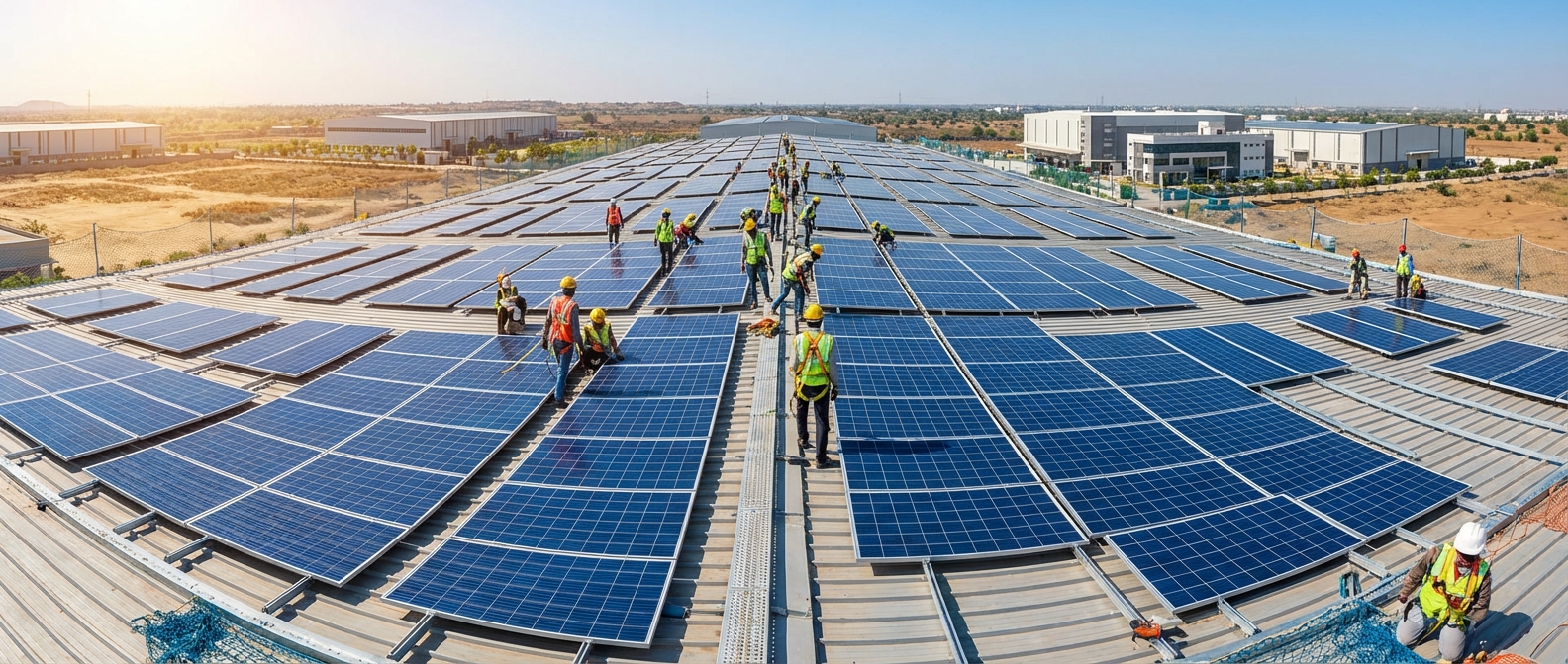Solar EPC services in Gujarat showing professional rooftop installation