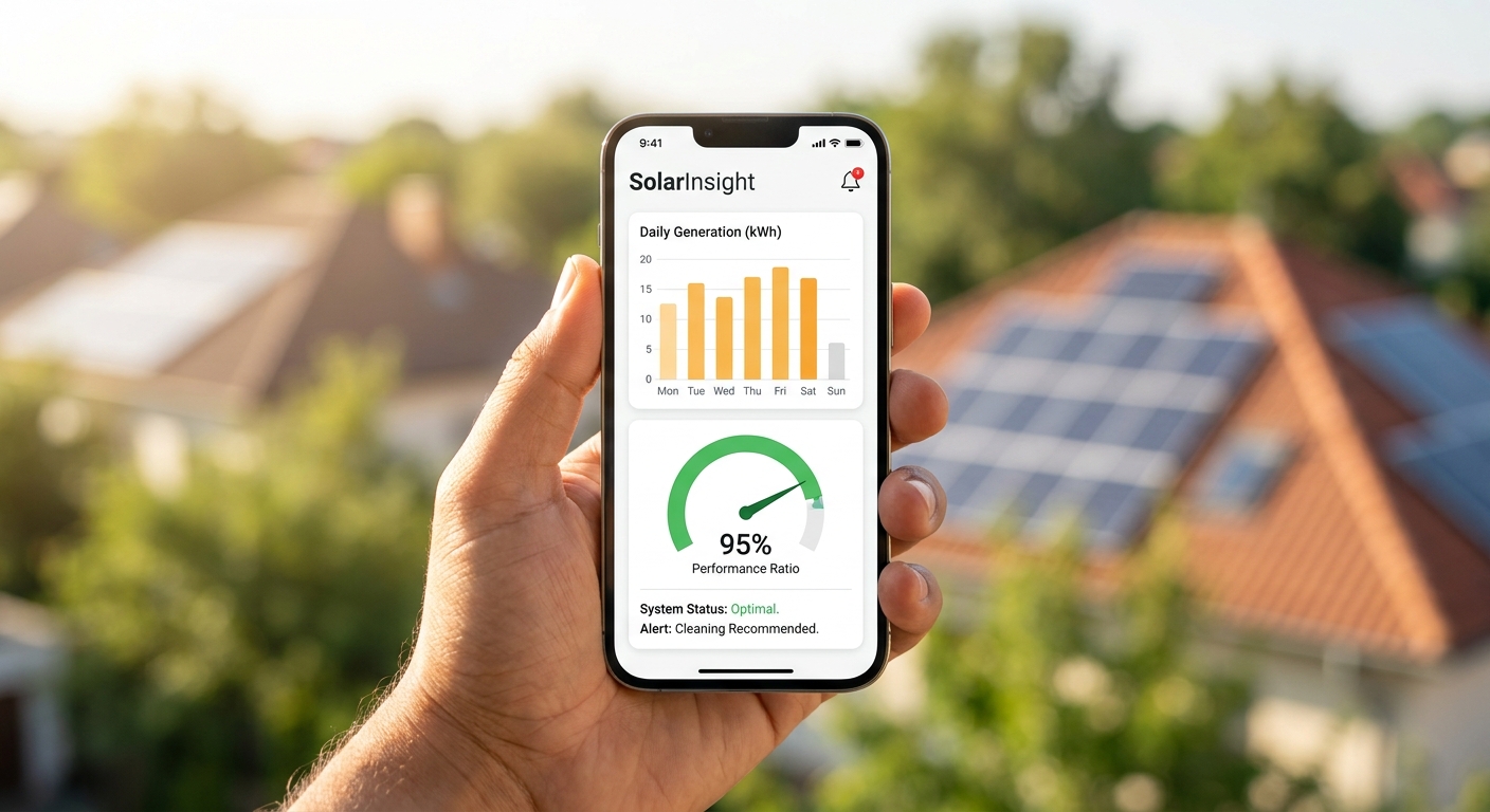 solar monitoring system for industrial ground-mounted solar installation in Gujarat
