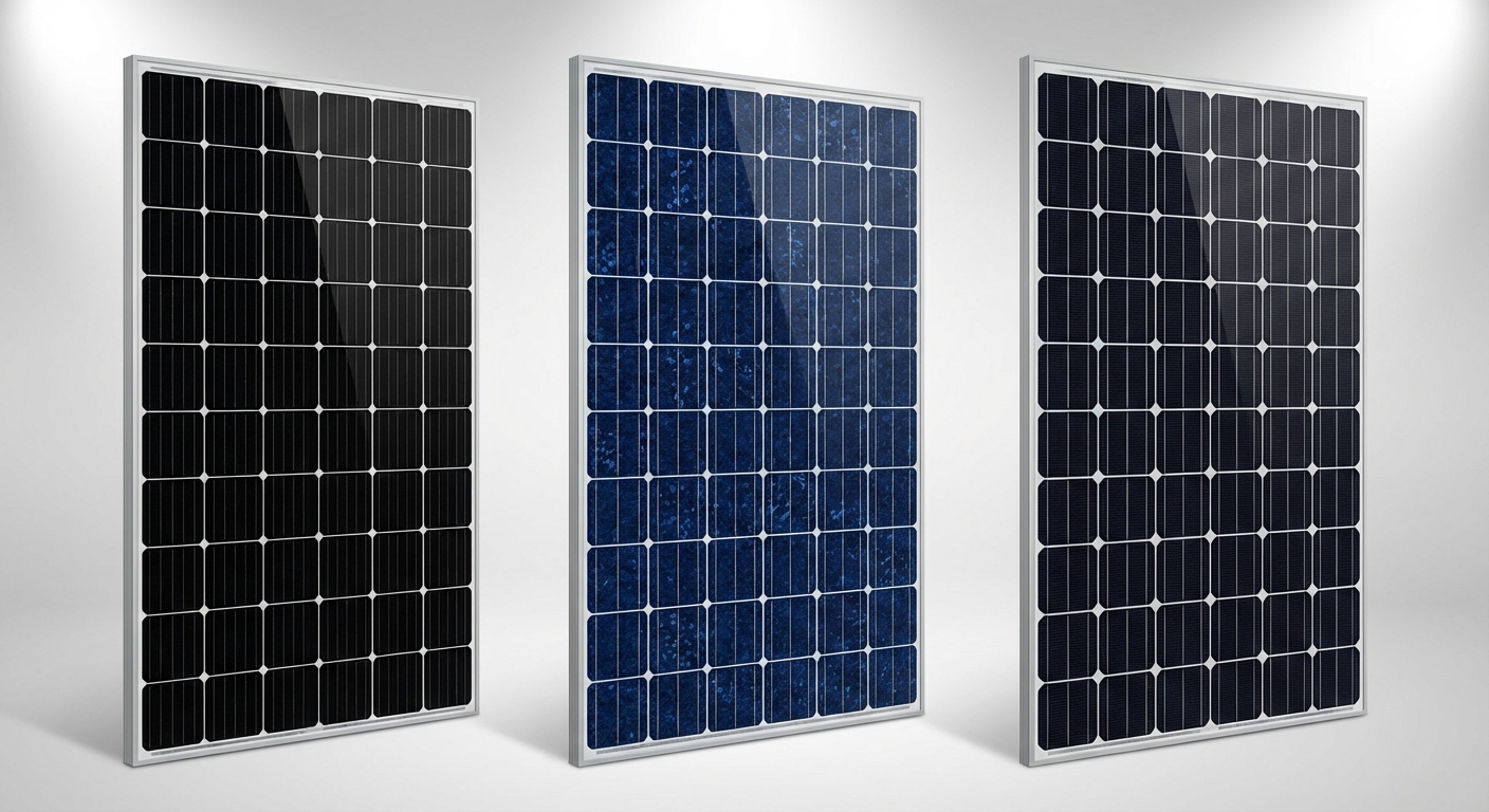Comparison of international solar brands showing different panel technologies