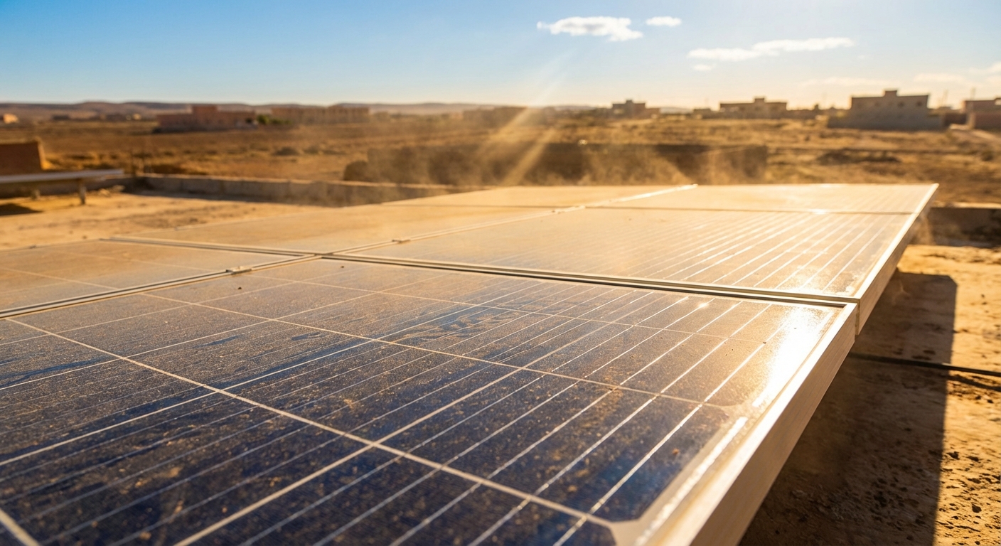 Solar panels under intense Ahmedabad sunlight showing climate conditions and solar potential