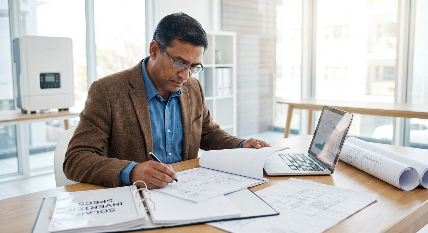 Solar EPC professional evaluating inverter selection criteria for project success