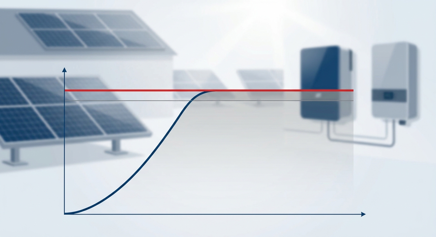 inverter clipping power curve showing DC oversizing threshold in solar systems