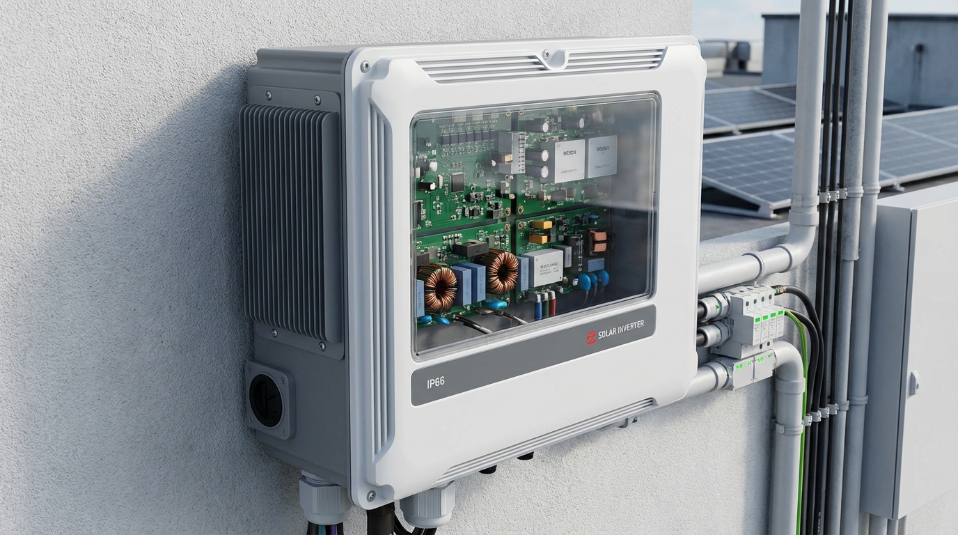 Well-maintained solar inverter installation showing proper mounting and ventilation for maximizing inverter maintenance India effectiveness