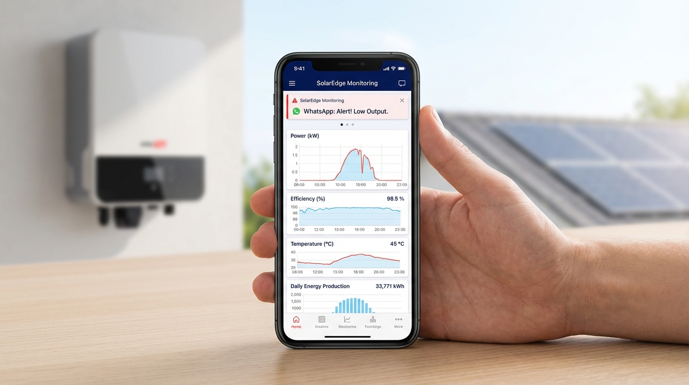 AI-powered inverter monitoring system dashboard showing real-time performance metrics for inverter maintenance India