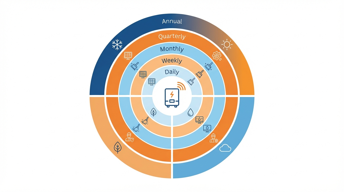 Annual preventive maintenance schedule for inverter maintenance India showing seasonal service requirements