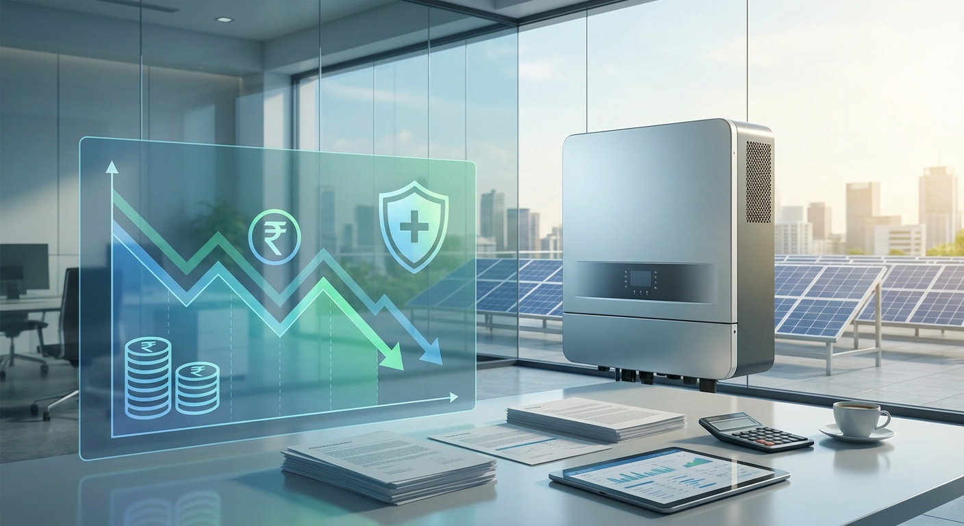 Solar inverter depreciation financial planning and tax benefits illustration for commercial installations in India