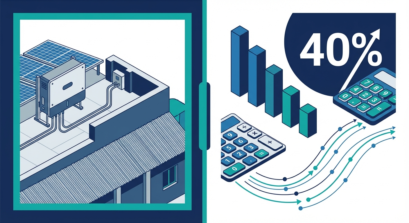 Inverter depreciation calculation methods showing Written Down Value approach for commercial solar installations