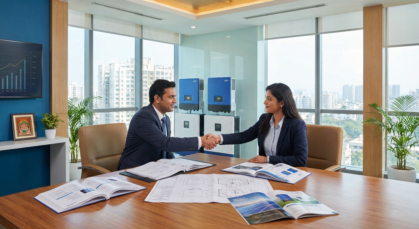 Professional solar EPC evaluating inverter dealers India for business partnership