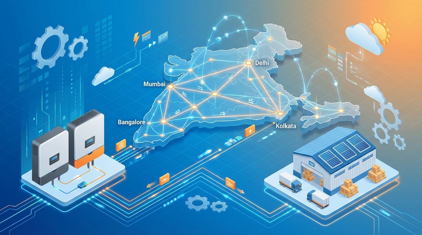 inverter distributors India network visualization showing distribution channels across major cities