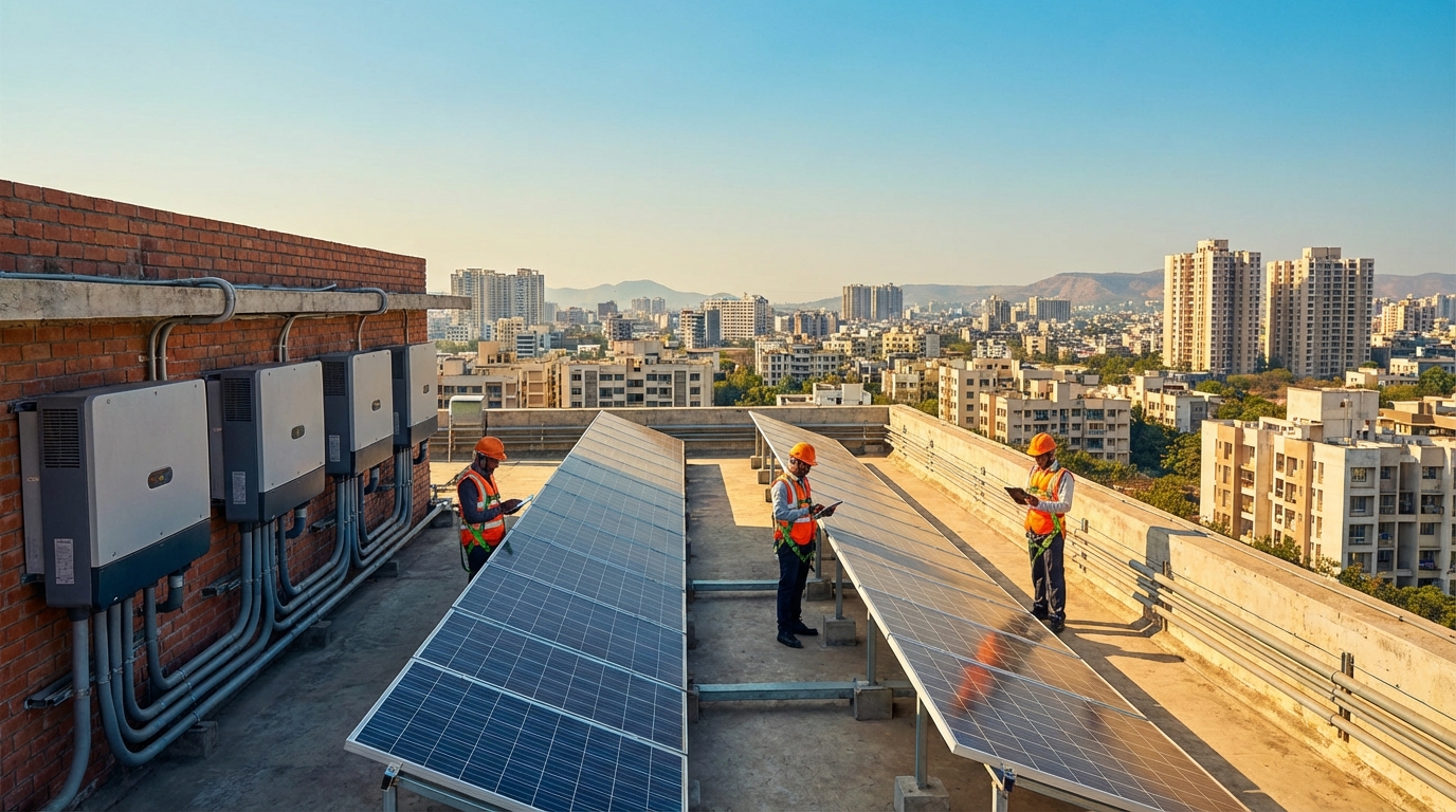 commercial solar installation in India showing real-world inverter application