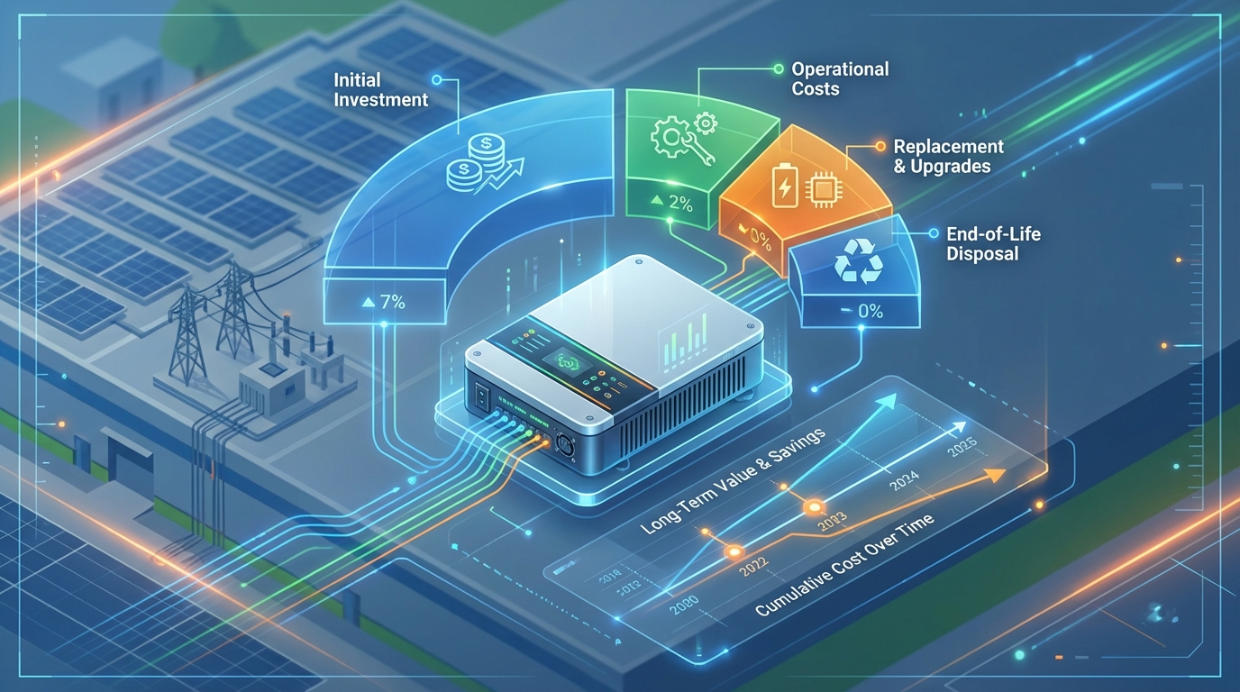 inverter TCO concept showing total cost of ownership breakdown for solar installations