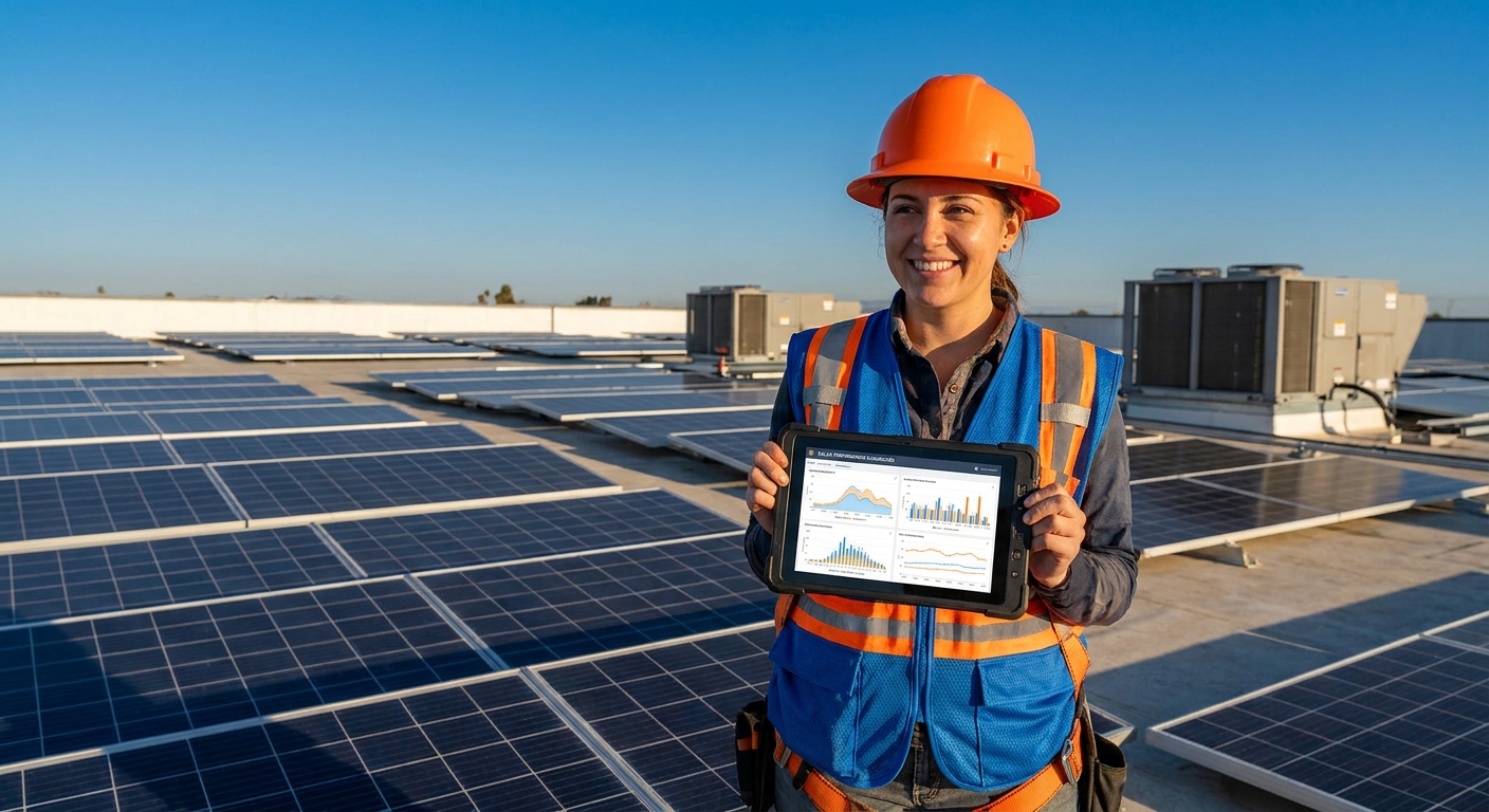 EPC technician monitoring solar inverter payback performance data India