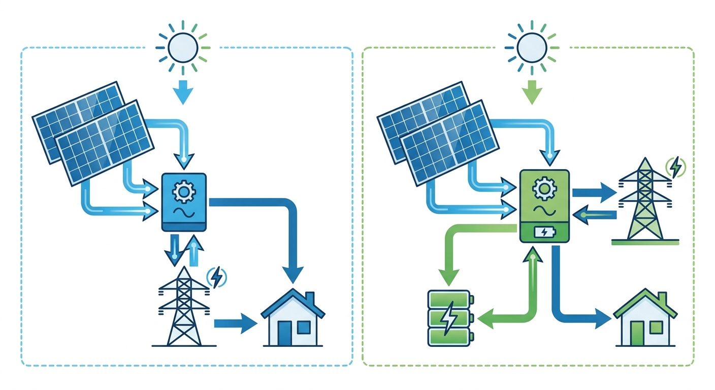 on-grid vs hybrid inverter payback comparison India solar system