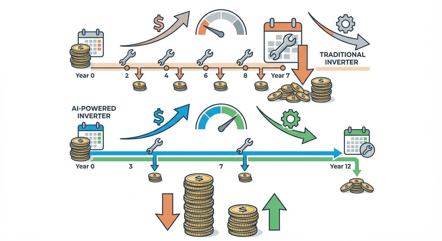 Performance comparison metrics between traditional and AI-powered inverter technology