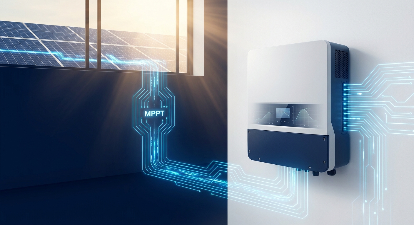 inverter MPPT technology showing power optimization from solar panels in Indian installation