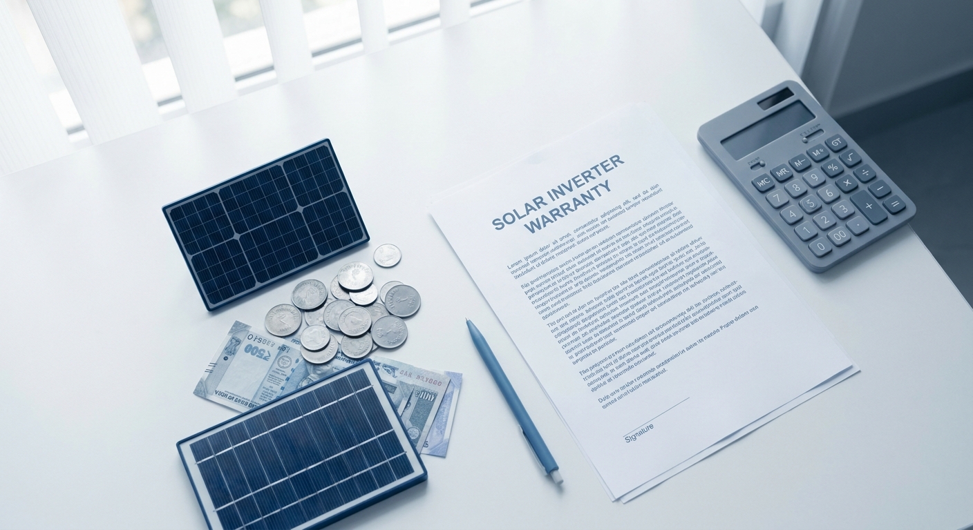 solar inverter replacement warranty planning with Indian rupee currency and financial documents