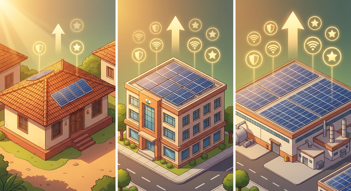 Matching solar inverter features to residential commercial and industrial project types in India