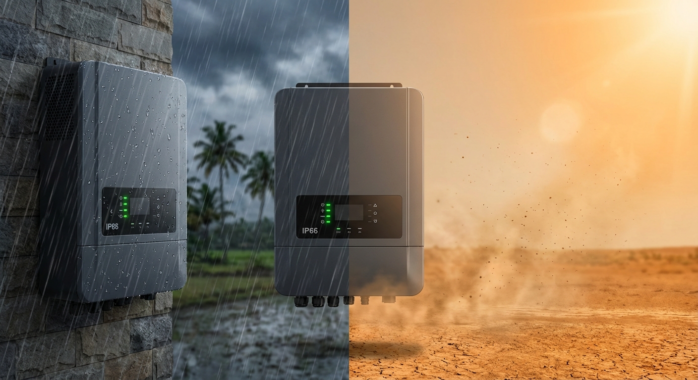 Solar inverter withstanding harsh Indian weather conditions including monsoon rain and extreme summer heat