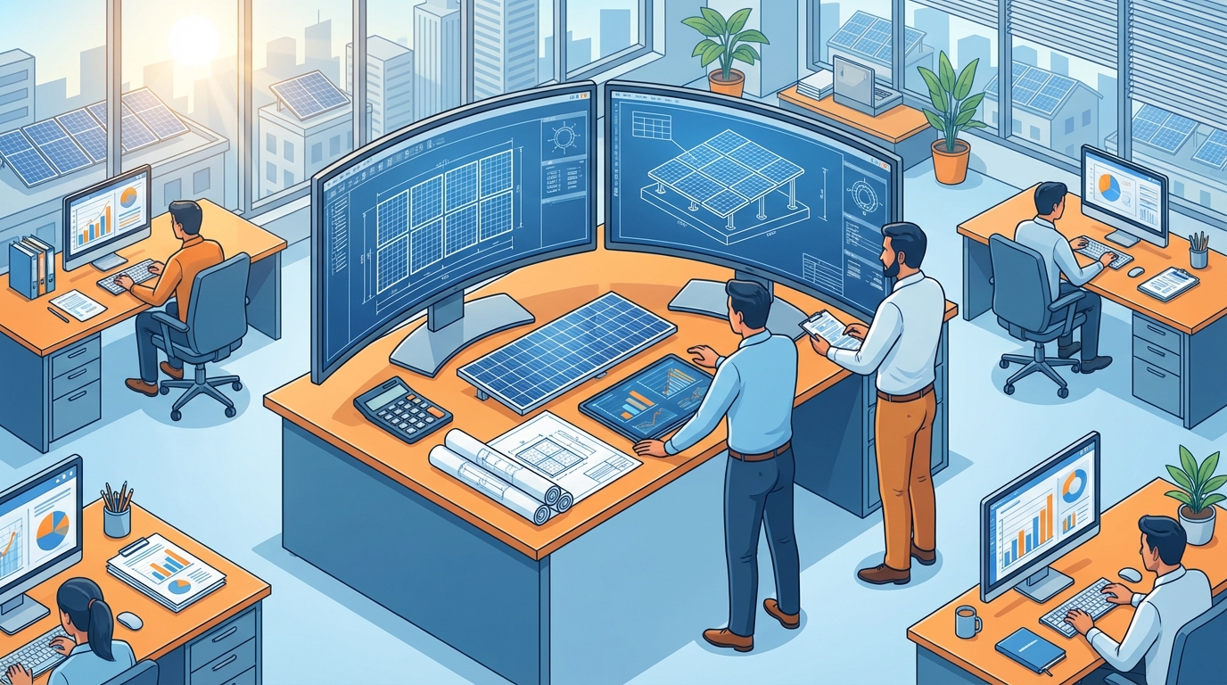 Solar engineering costs breakdown for EPC companies in India showing design services and budget planning