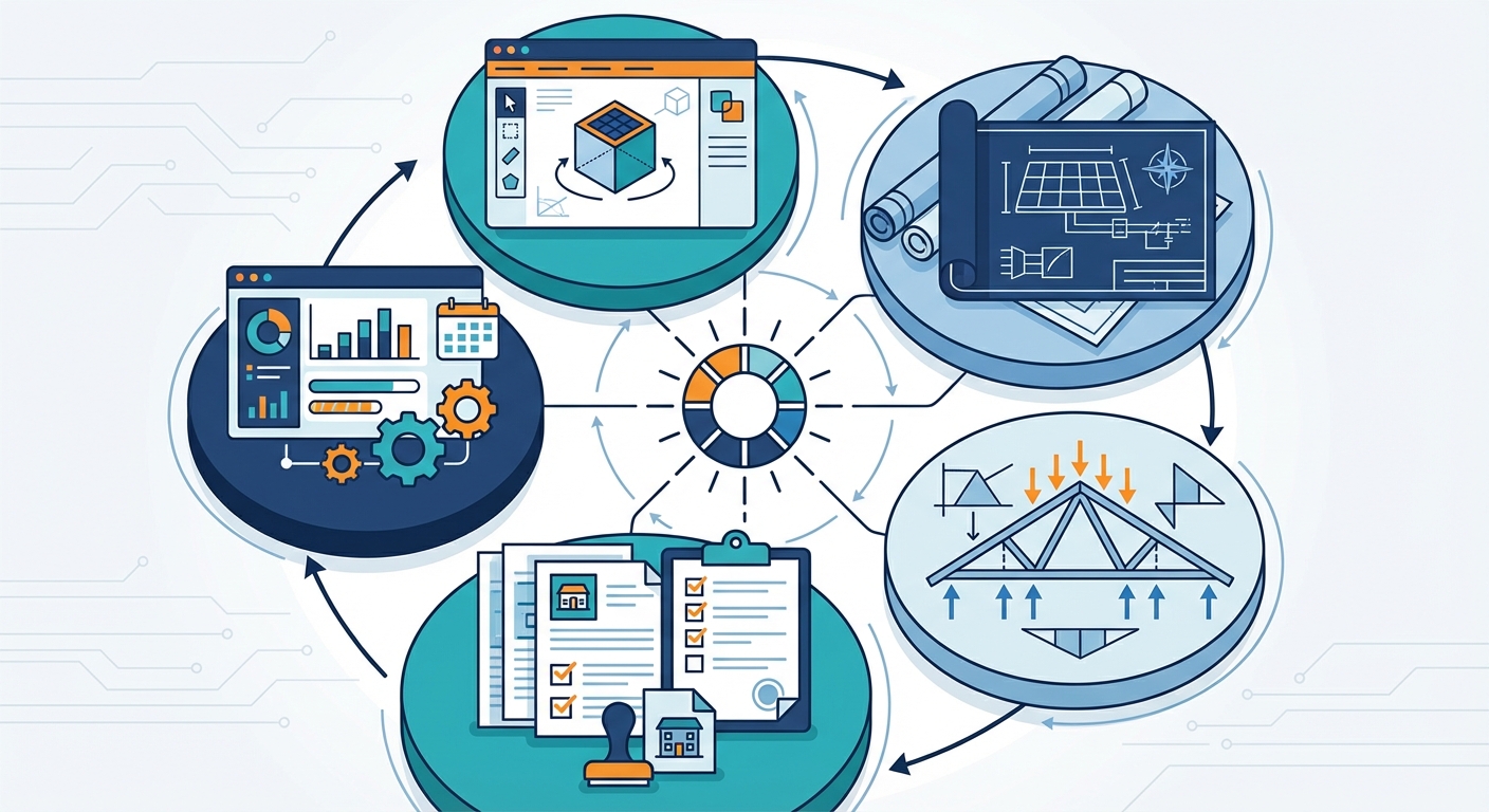 Core components of engineering costs including 3D pre-design, detailed engineering, and structural analysis for solar projects