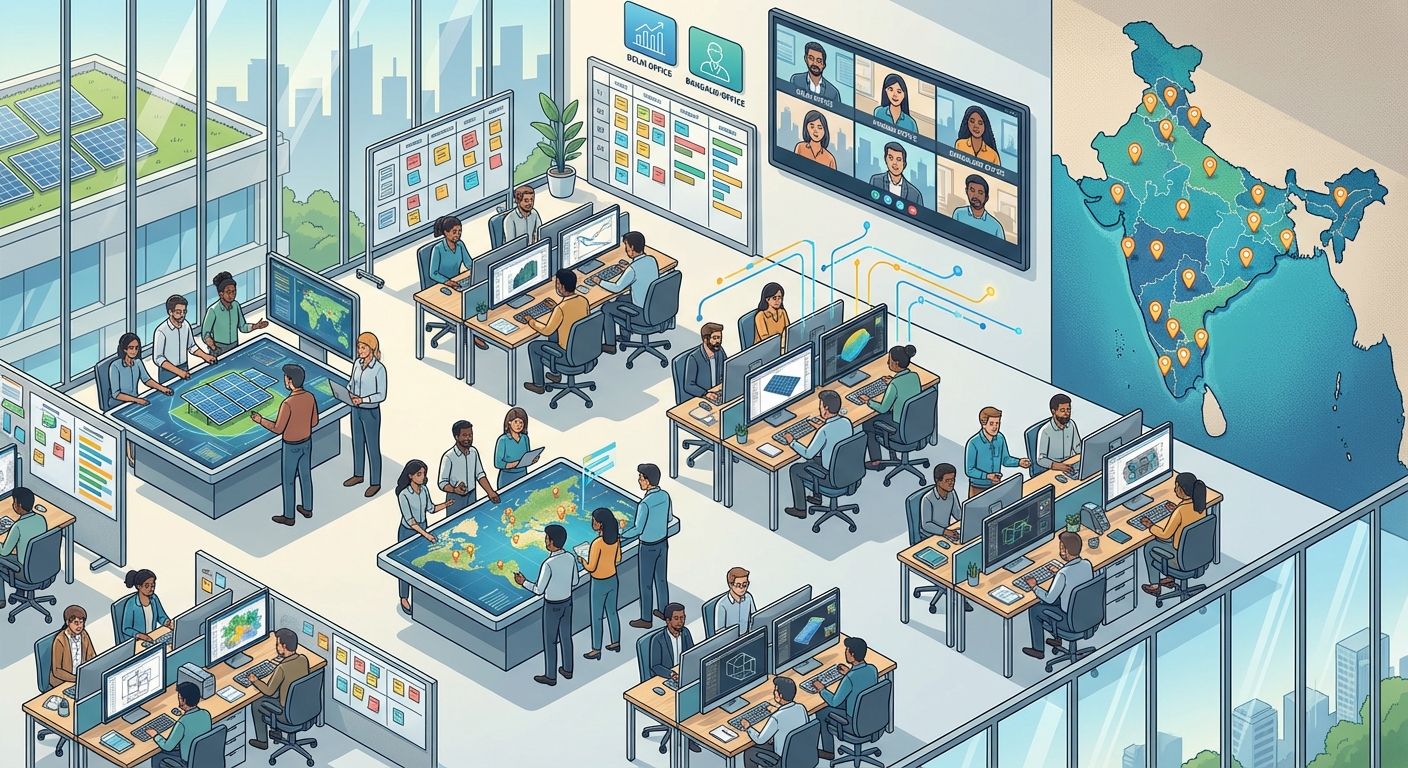 National design vendors India showing large engineering teams and multi-state solar project capabilities