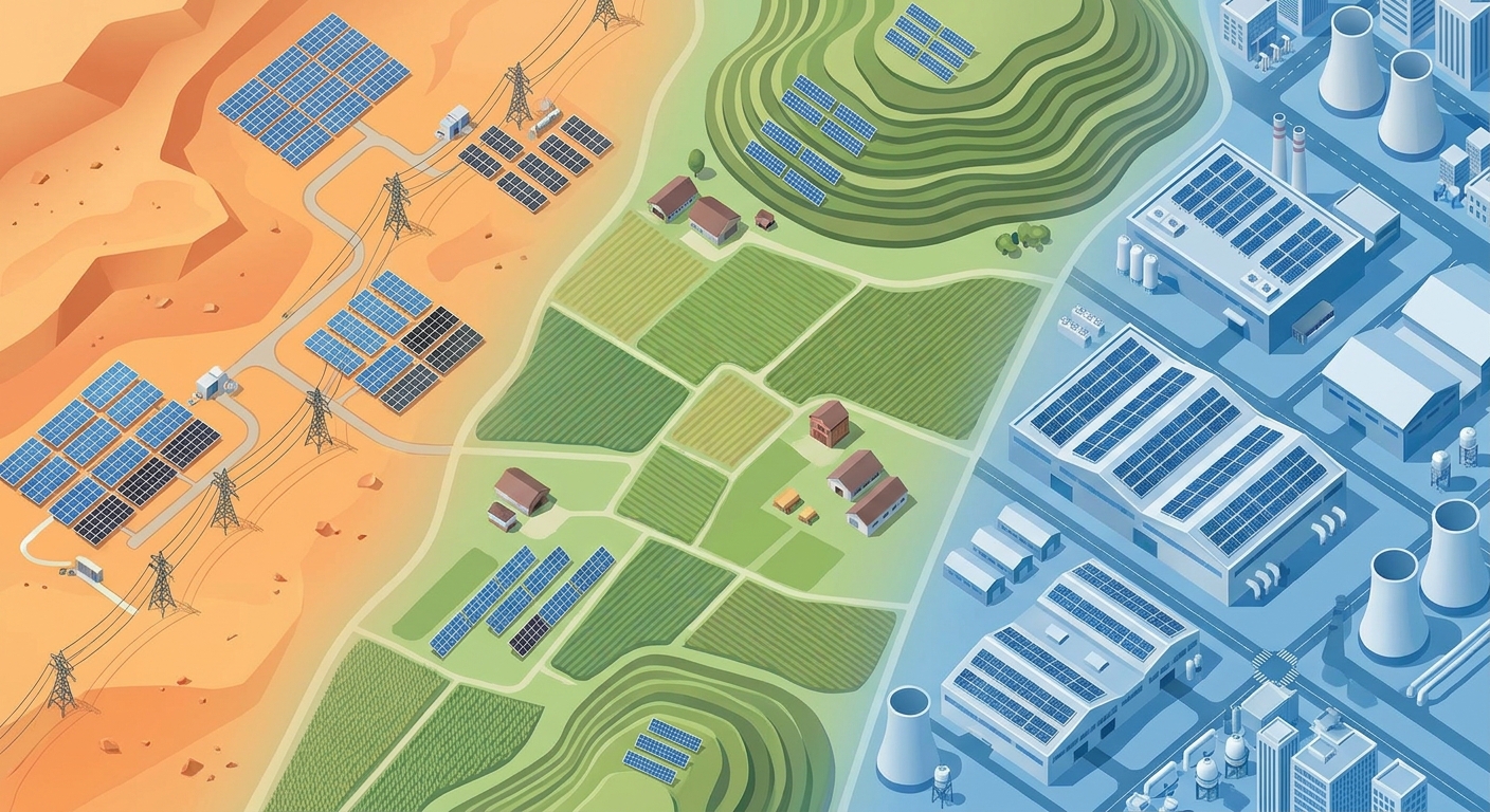 Regional solar installation landscape across Indian states showing diverse terrain and project types