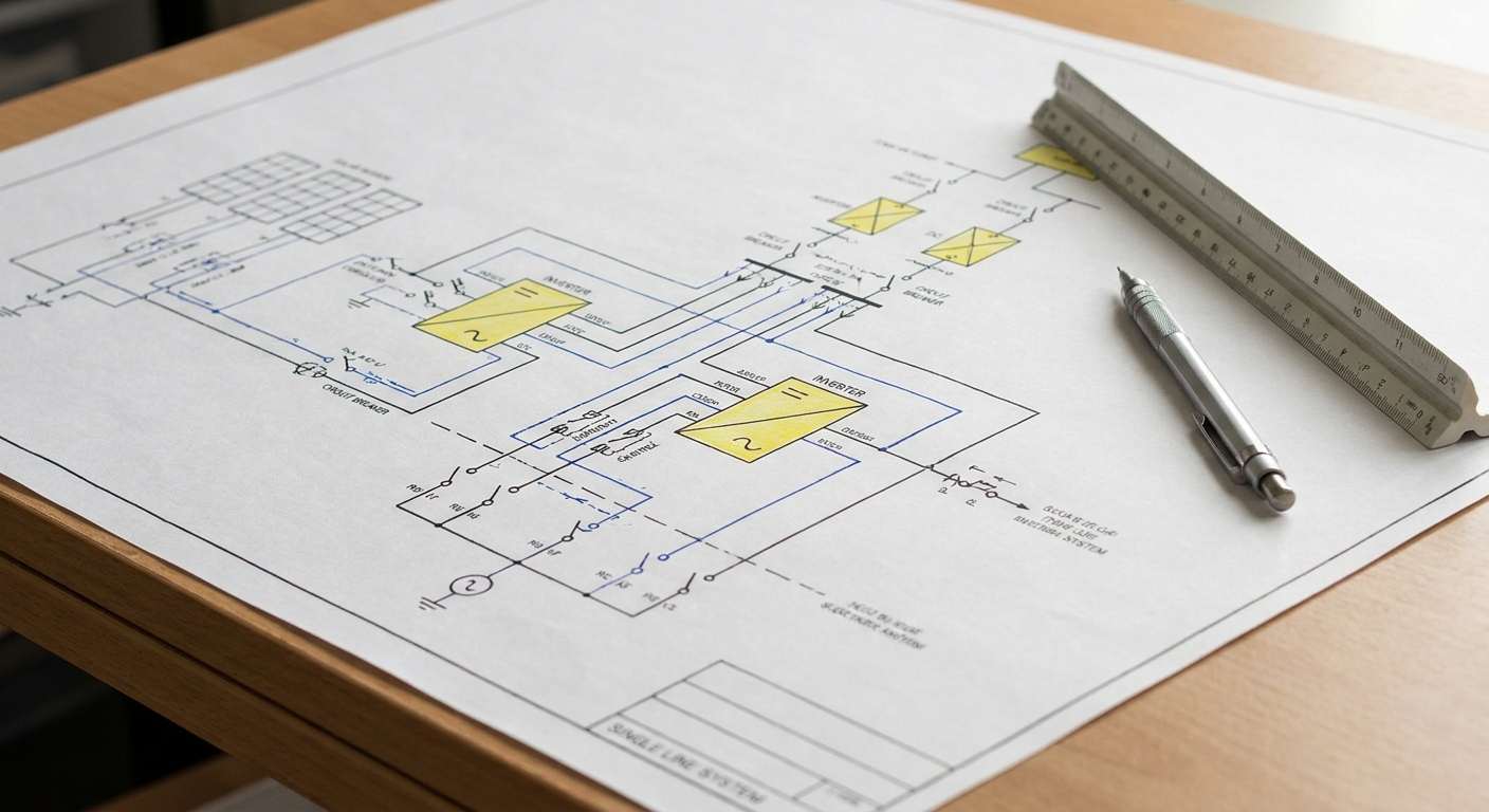 Detailed solar electrical single-line diagram as part of complete design deliverables package
