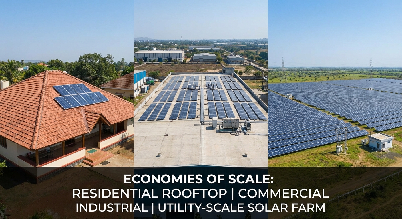 Comparison of solar project cost across residential, commercial, and utility-scale installations