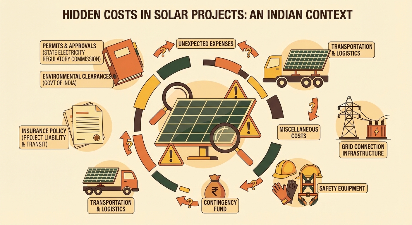 Hidden solar project costs including permits, insurance, and logistics expenses