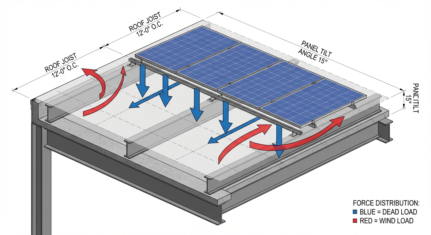 Professional engineering workspace showing solar design documentation and technical drawings for permit approval