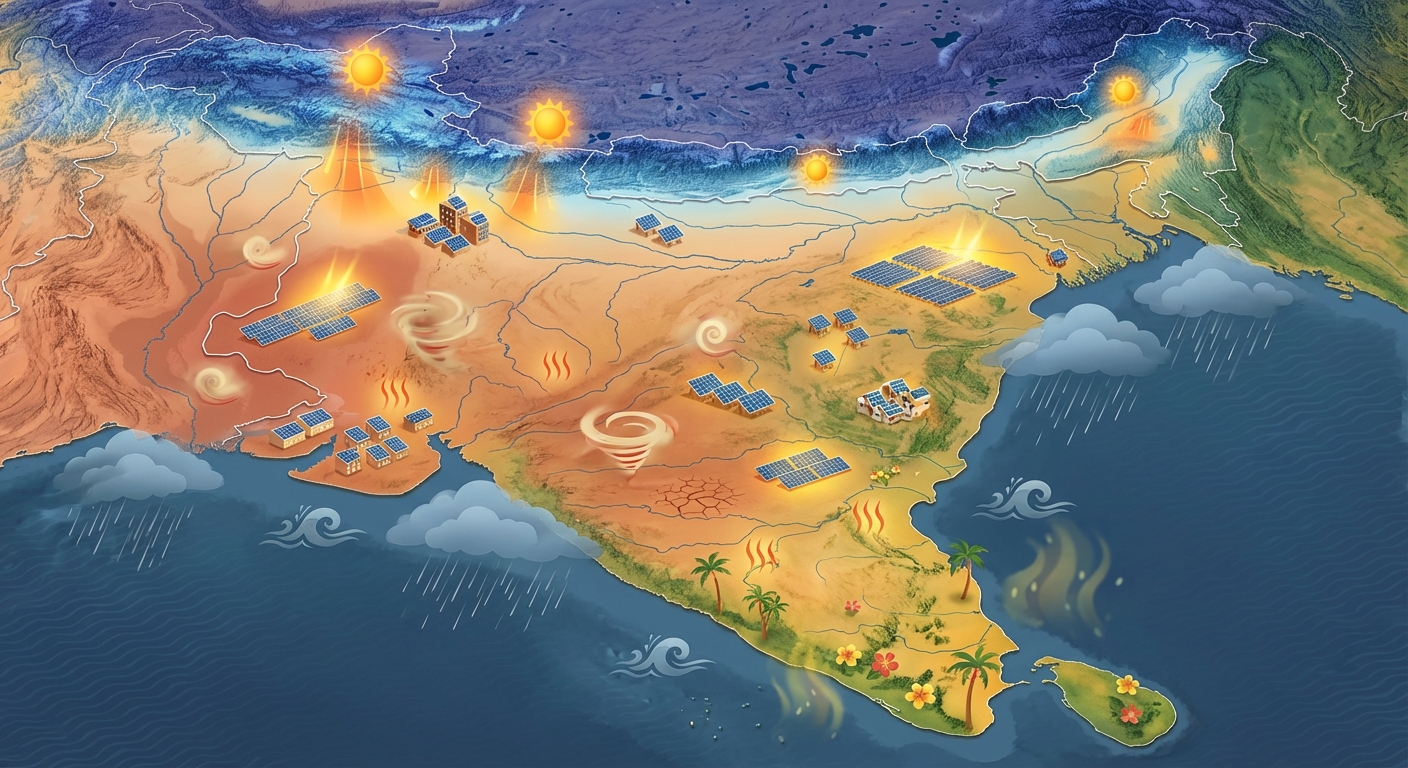 India climate zones map showing regional solar design considerations and weather patterns