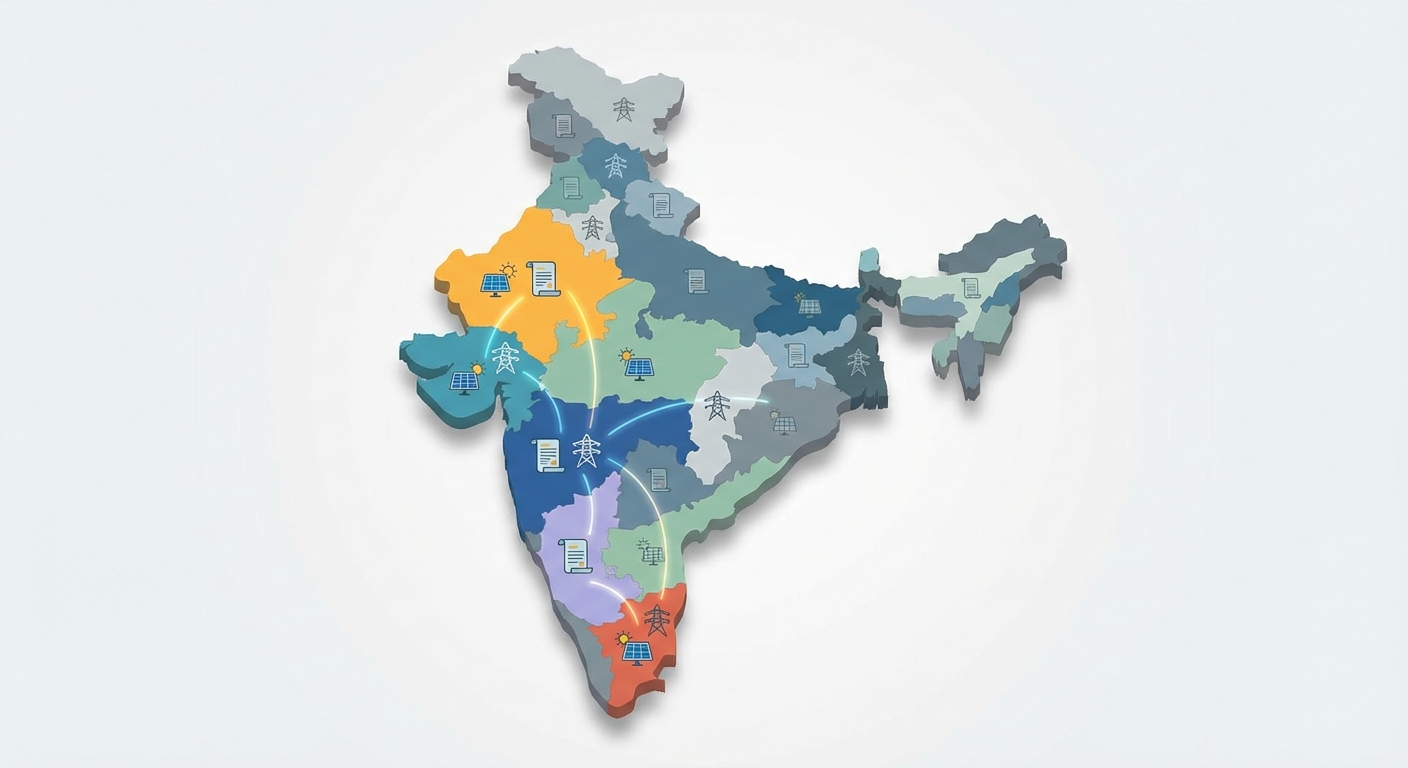 India map showing state-level solar compliance regulations across different regions