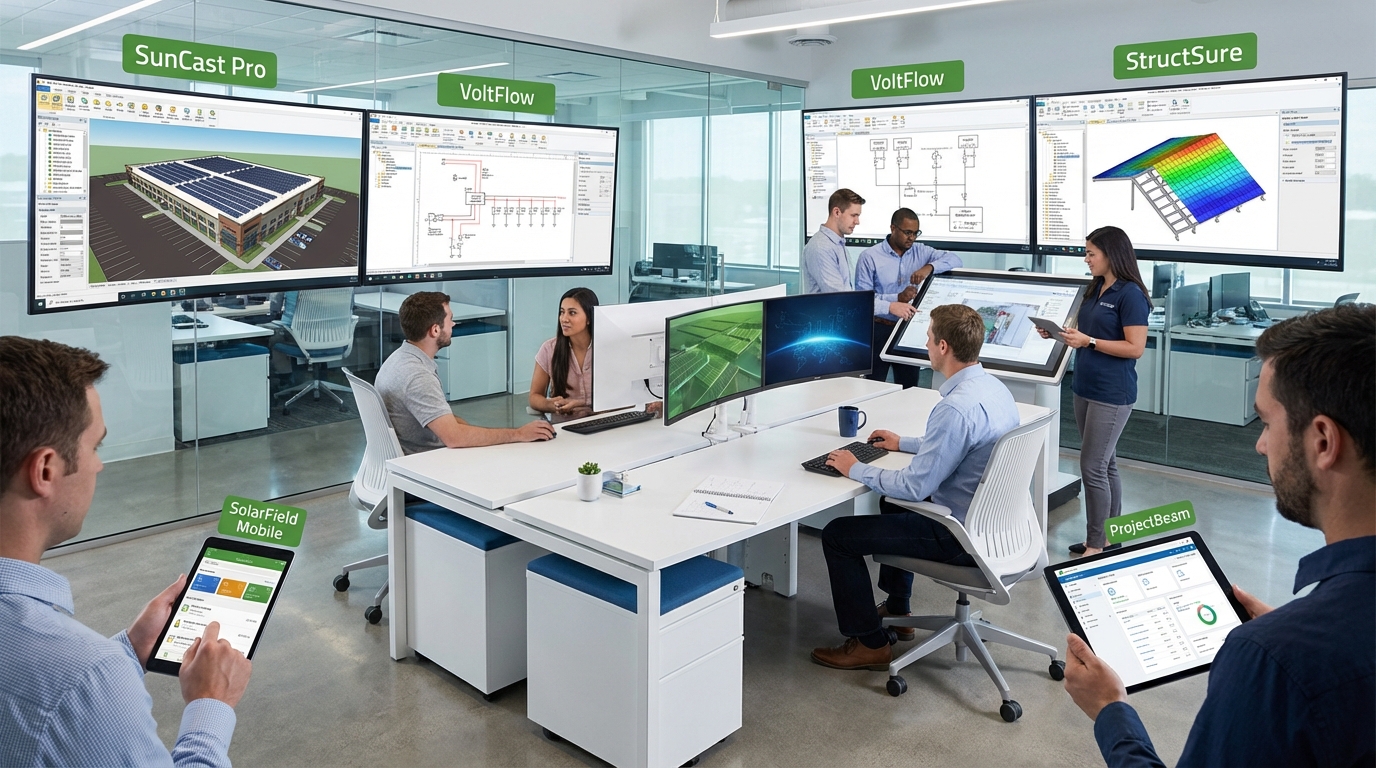 Modern solar design software and collaborative engineering workflow for efficient permit design