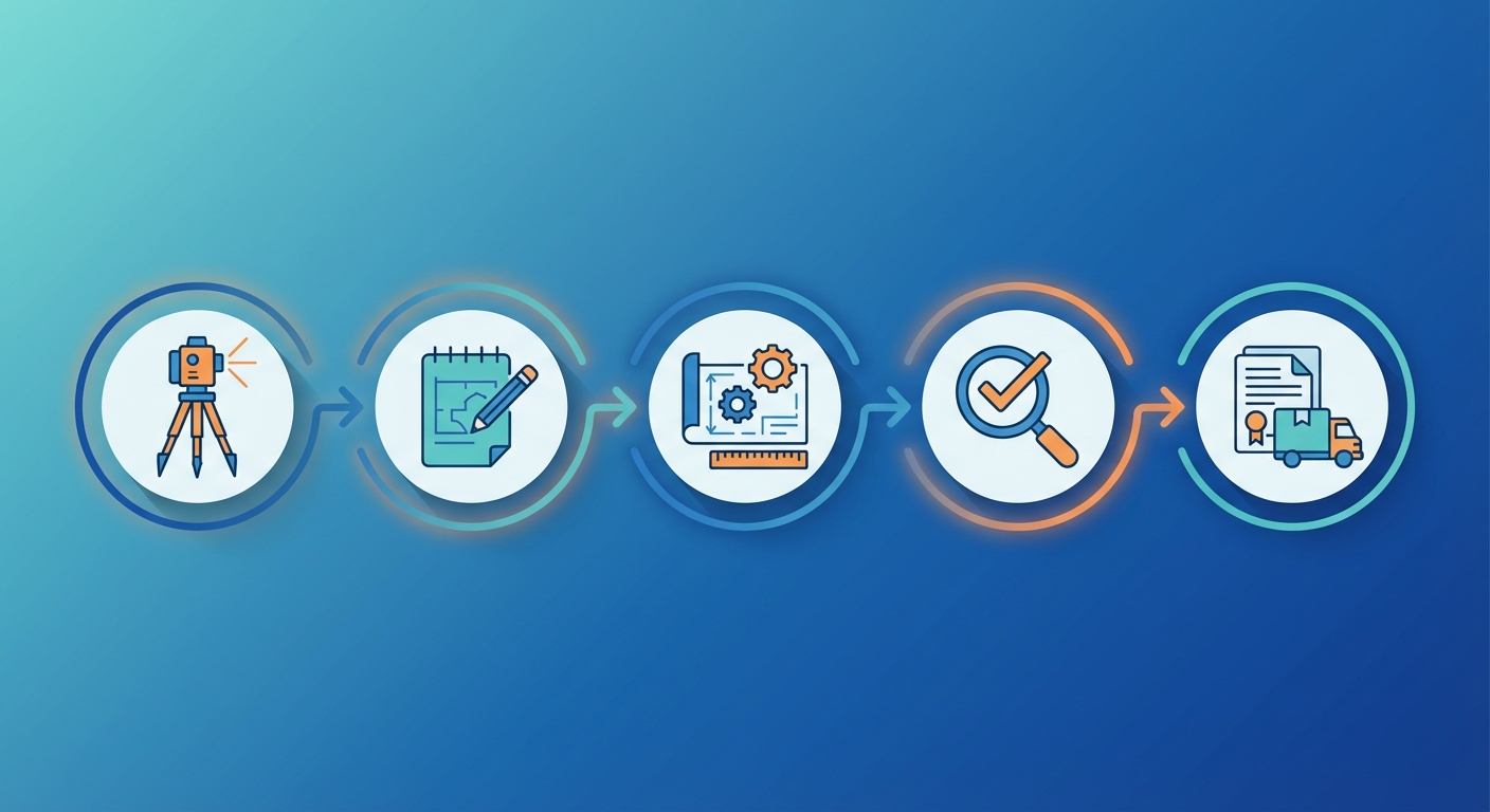 Solar engineering documentation workflow process from site survey to final delivery