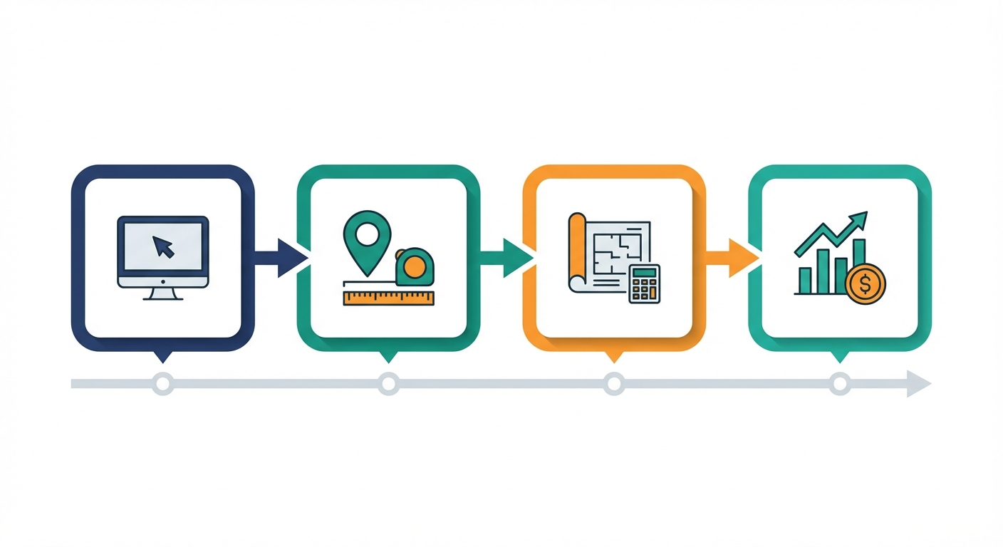 Solar feasibility study process timeline showing four phases from preliminary assessment to financial modeling